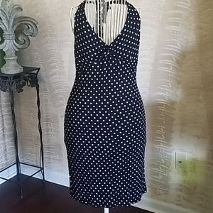 BCBGMaxAzria Black and White Polka Dot Midi Dress
